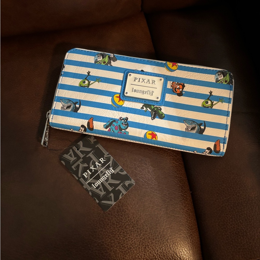 Loungefly Pixar Blue and White Striped Wallet